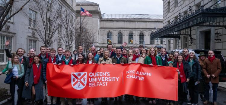 Queen's staff, students and alumni participating in the NYC St. Patrick's Day Parade 2025