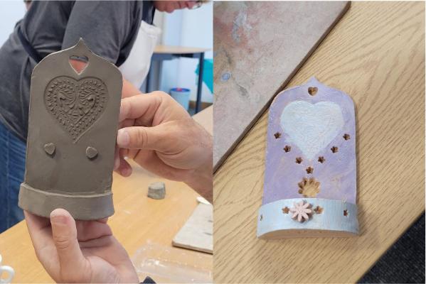 Before and after clay candle wall creations