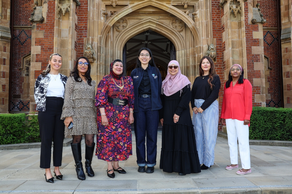 Staff and students celebrate the University's newly awarded Sanctuary Status