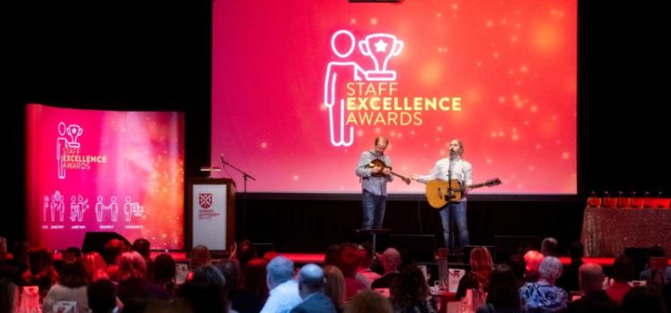 Guitar Duo performing at the Staff Excellence Awards